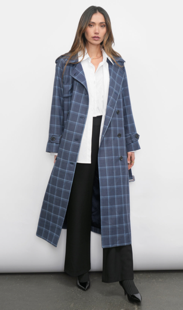 GLENN OVERSIZED PLAID TRENCH COAT