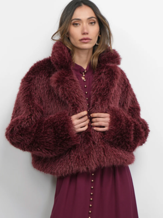 MADDOX SHAGGY FAUX FUR CROPPED COAT