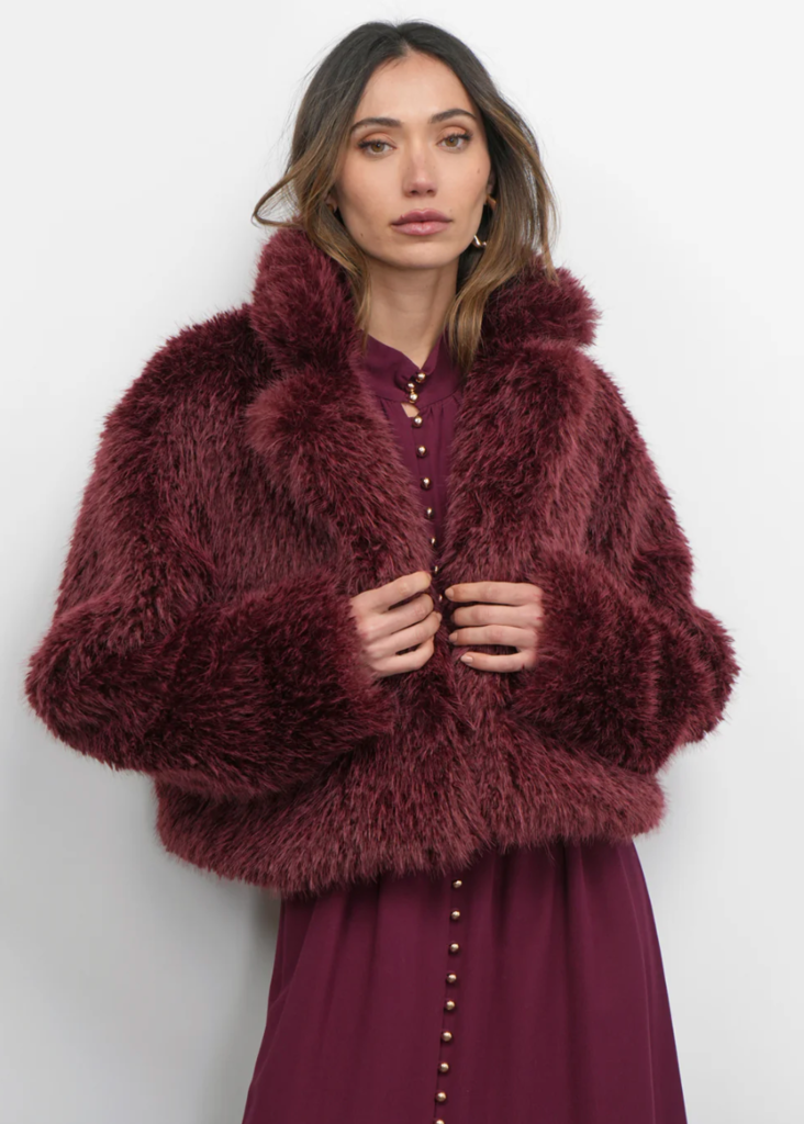 MADDOX SHAGGY FAUX FUR CROPPED COAT