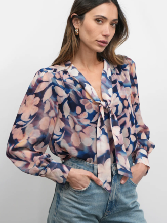 ROSABEL VISCOSE TIE NECK BLOUSE