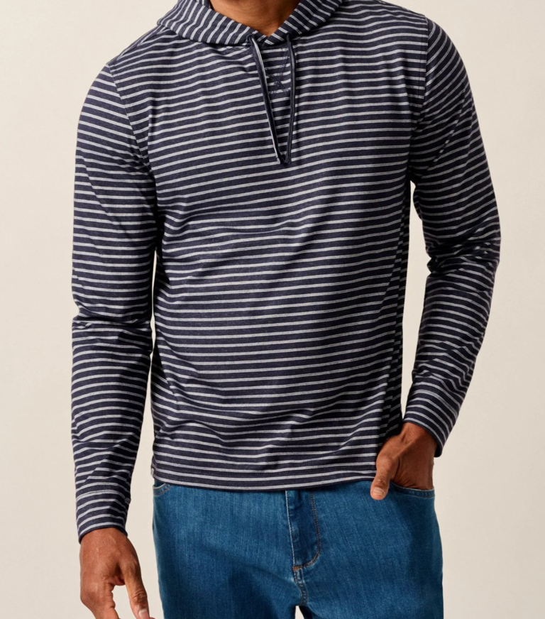 JOHNNIE-O WYCLIFF STRIPED LONG SLEEVE T SHIRT HOODIE