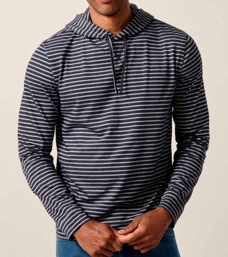 JOHNNIE-O WYCLIFF STRIPED LONG SLEEVE T SHIRT HOODIE