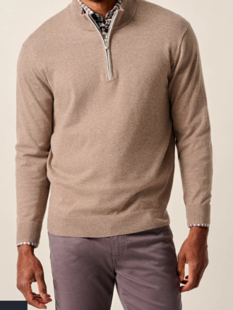 JOHNNIE-O DESMOND PLAITED COTTON BLEND 1/4 ZIP SWEATER