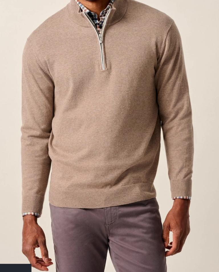 JOHNNIE-O DESMOND PLAITED COTTON BLEND 1/4 ZIP SWEATER