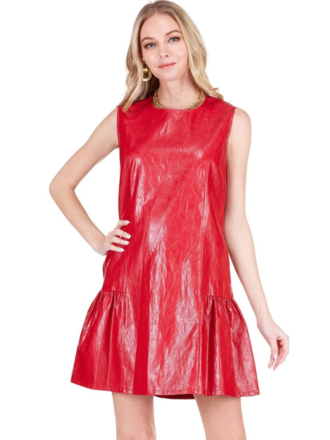 FLOUNCED HEM SLEEVELESS DRESS