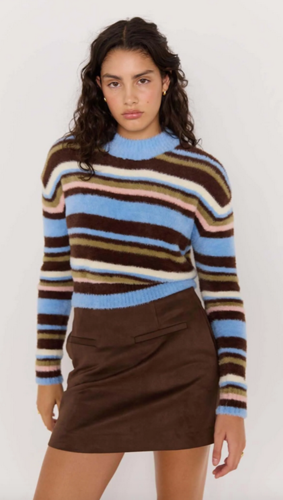 MINKPINK POET FLUFFY STRIPE SWEATER