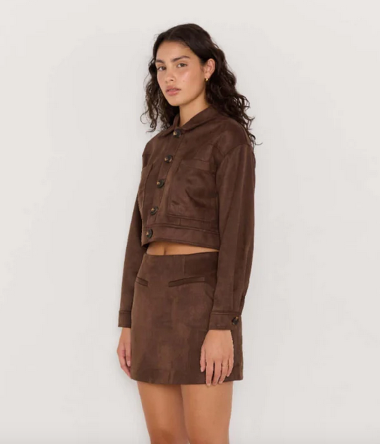 MINKPINK ASTON SUEDE MINI SKIRT