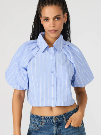 STEVE MADDEN REECE TOP OXFORD BLUE STRIPE