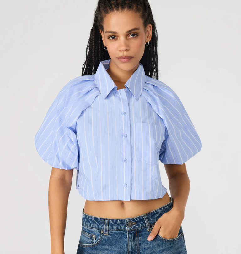 STEVE MADDEN REECE TOP OXFORD BLUE STRIPE