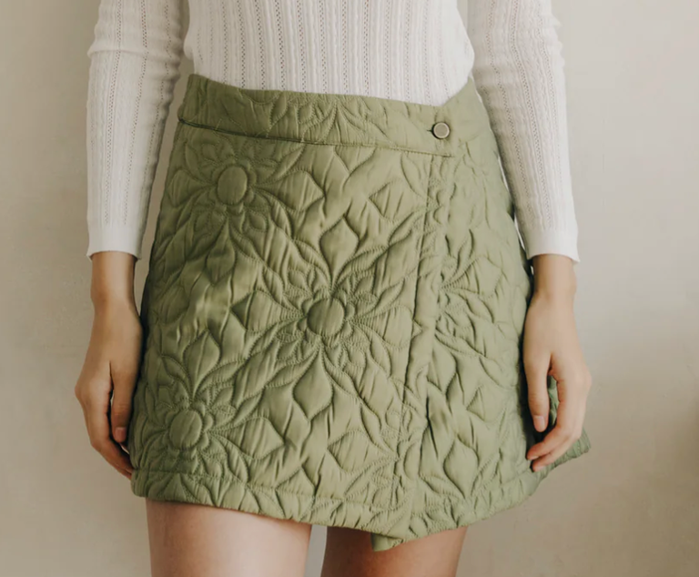 LOVE THE LABEL MELANIE QUILTED SKIRT OLIVE