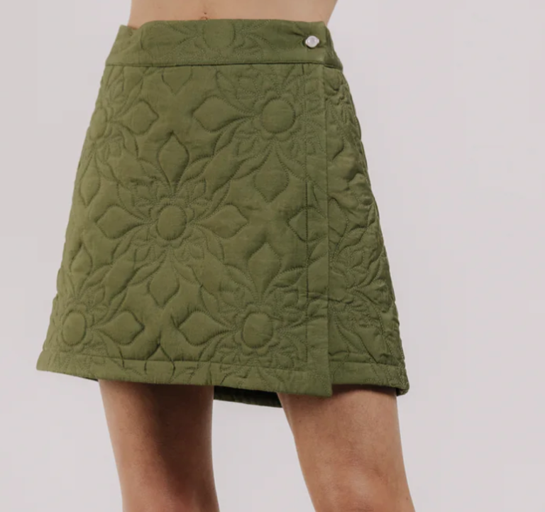 LOVE THE LABEL MELANIE QUILTED SKIRT OLIVE