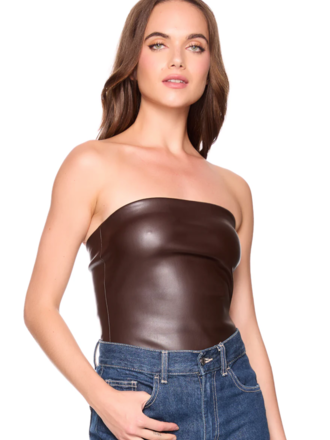 SUSANA MONACO FAUX LEATHER TUBE TOP