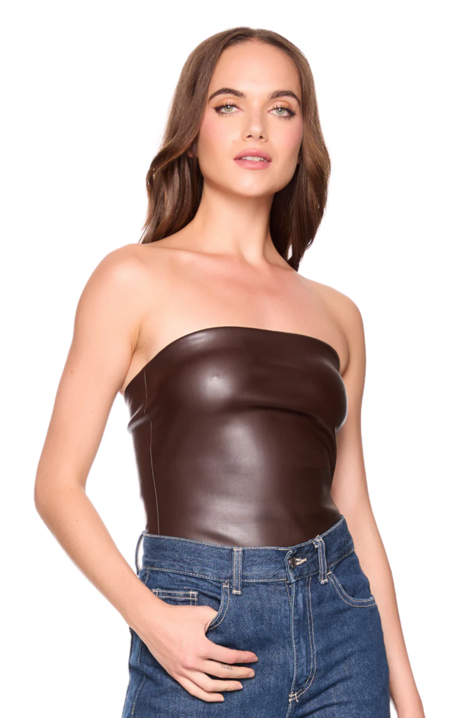 SUSANA MONACO FAUX LEATHER TUBE TOP