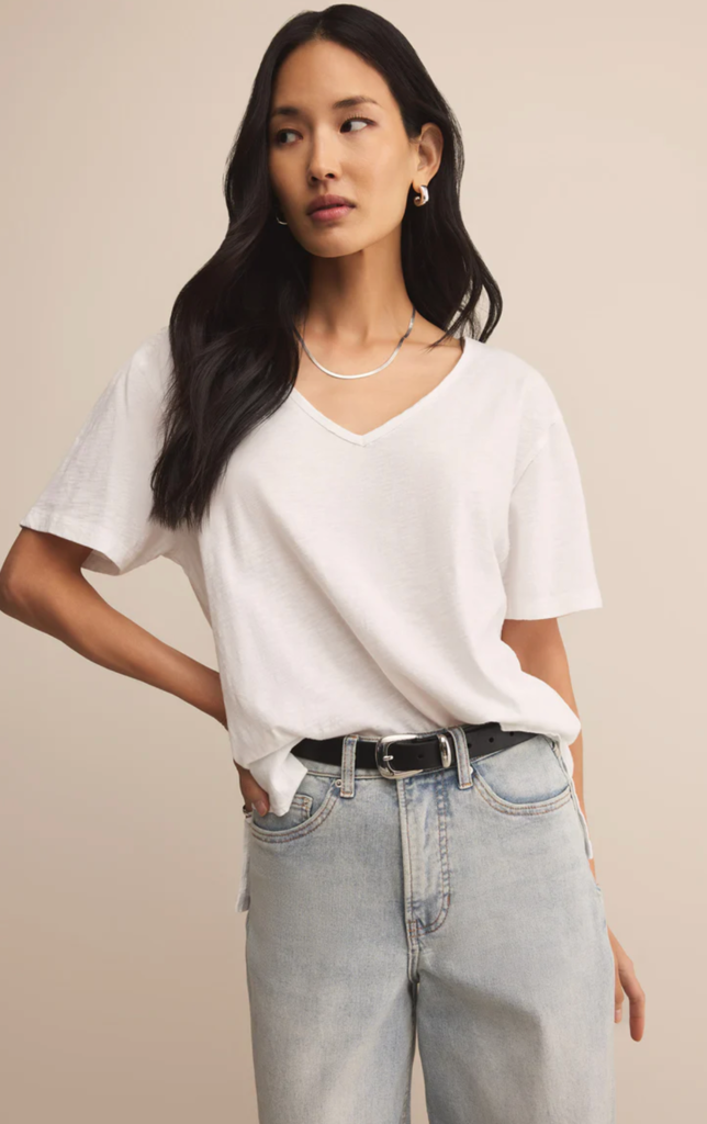 Z SUPPLY LIVELY SLUB RELAXED V-NECK TEE