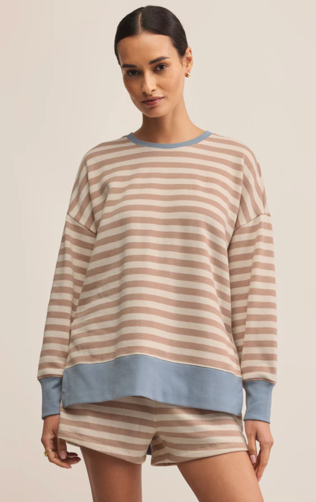Z SUPPLY LAYER UP STRIPE SWEATSHIRT