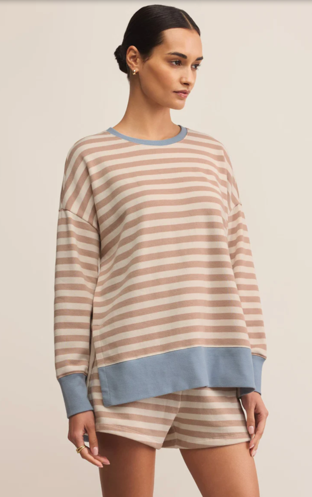 Z SUPPLY LAYER UP STRIPE SWEATSHIRT