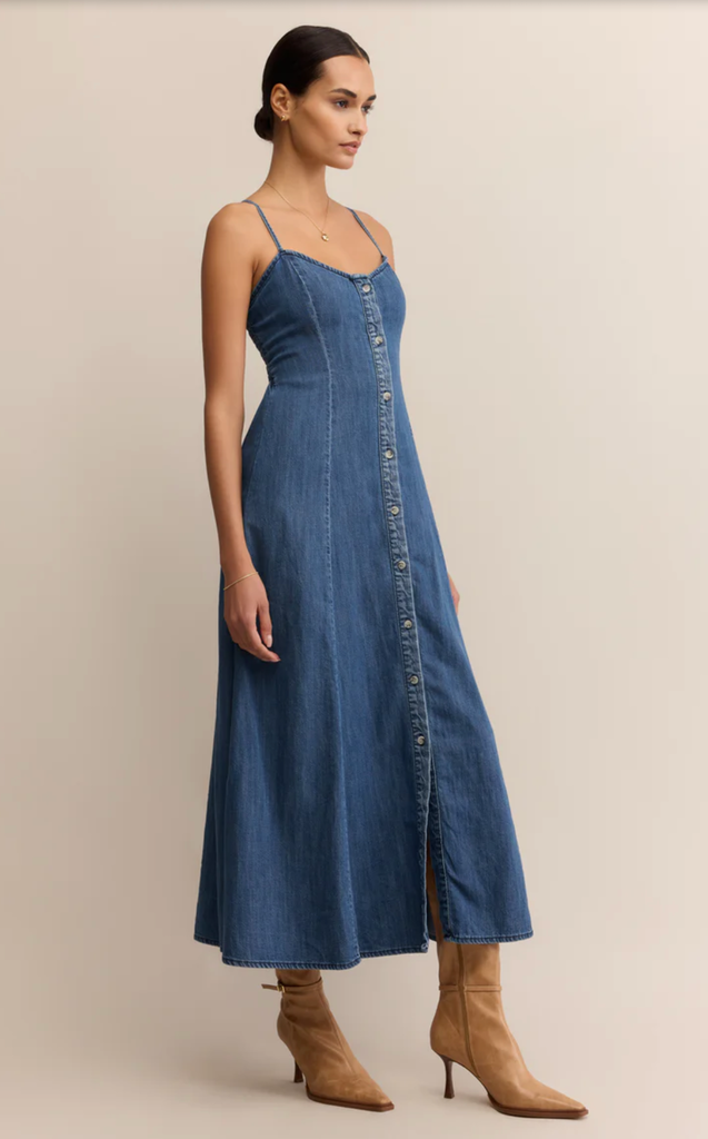 Z SUPPLY ANGEL EYES DENIM MIDI DRESS