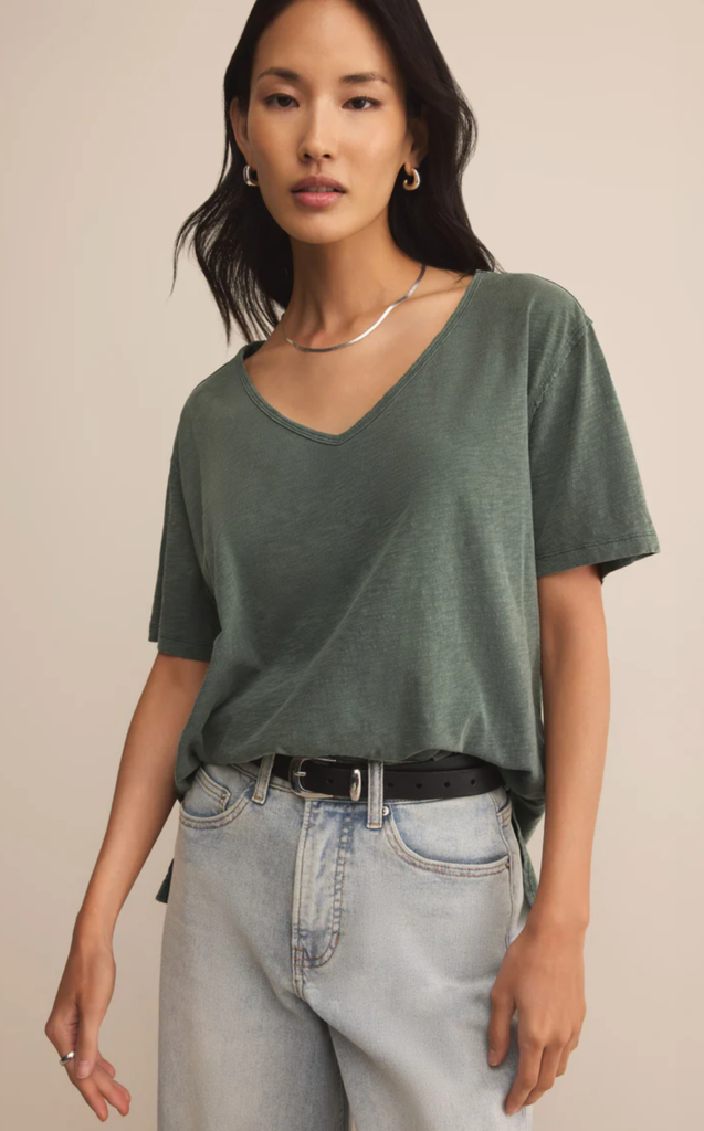 Z SUPPLY LIVELY SLUB RELAXED V-NECK TEE