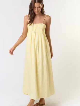 LALAVON LEMON PLEATED MAXI DRESS