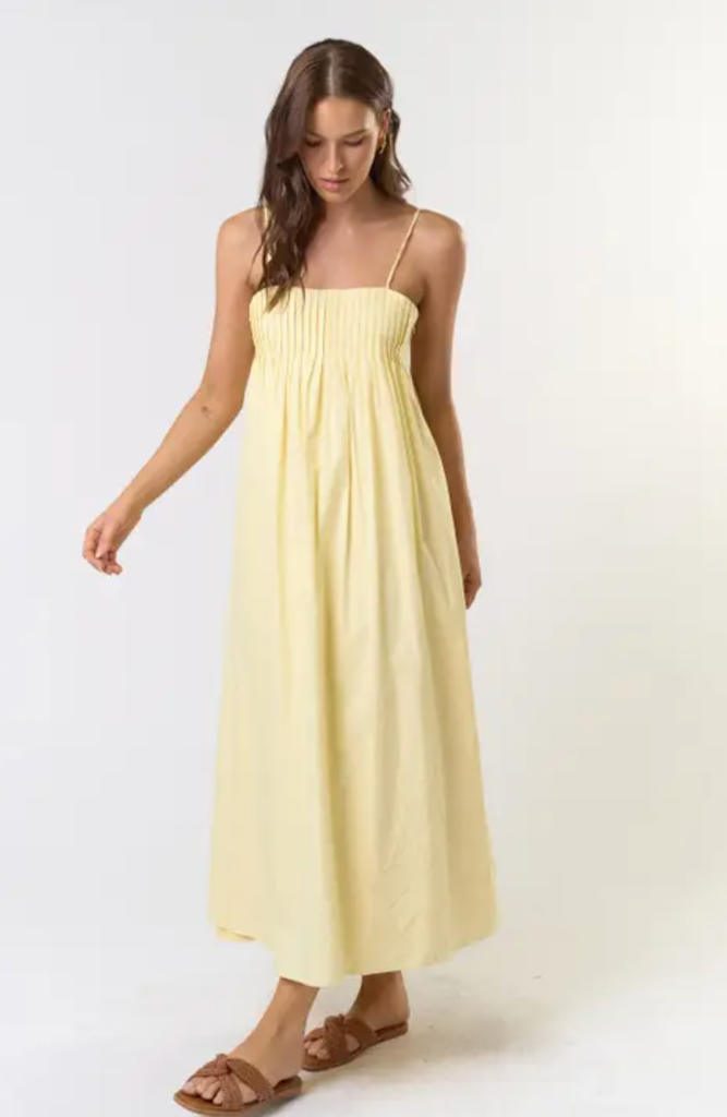 LALAVON LEMON PLEATED MAXI DRESS