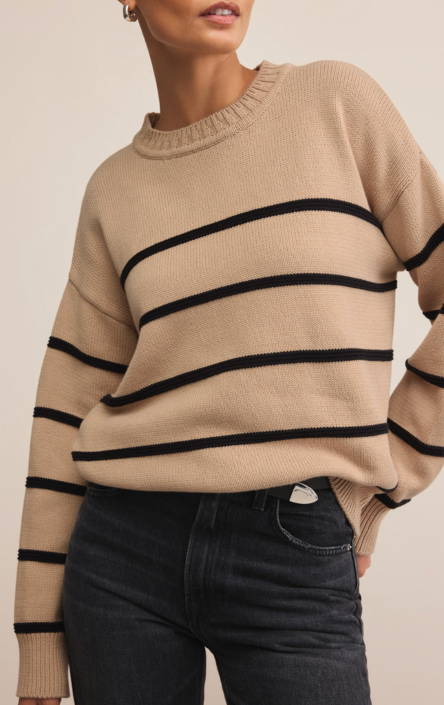 Z SUPPLY BOYFRIEND STRIPED COTTON SWEATER