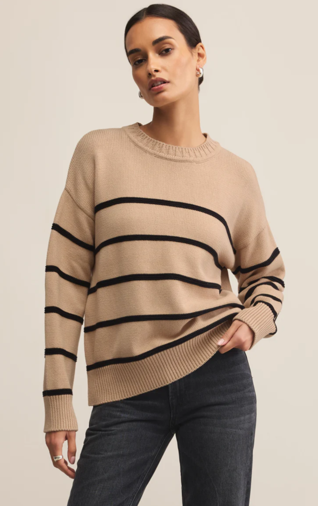 Z SUPPLY BOYFRIEND STRIPED COTTON SWEATER