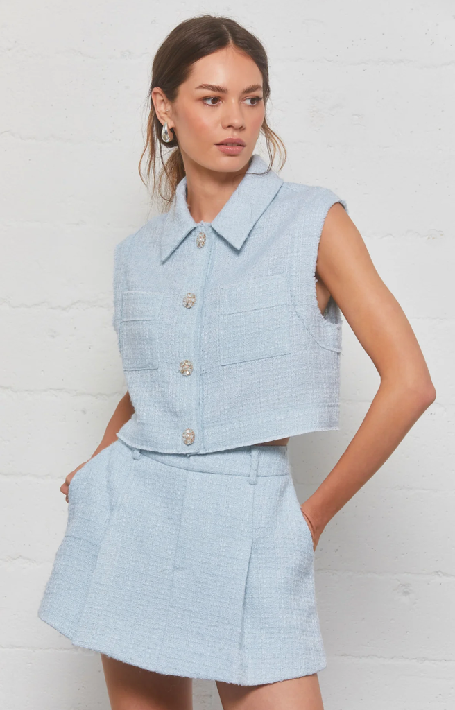 ASTR THE LABEL JHENE TWEED S/L TOP