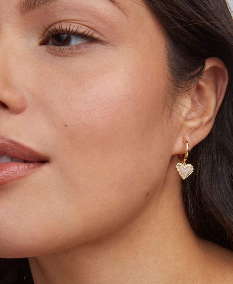 ARI HEART GOLD HUGGIE EARRINGS