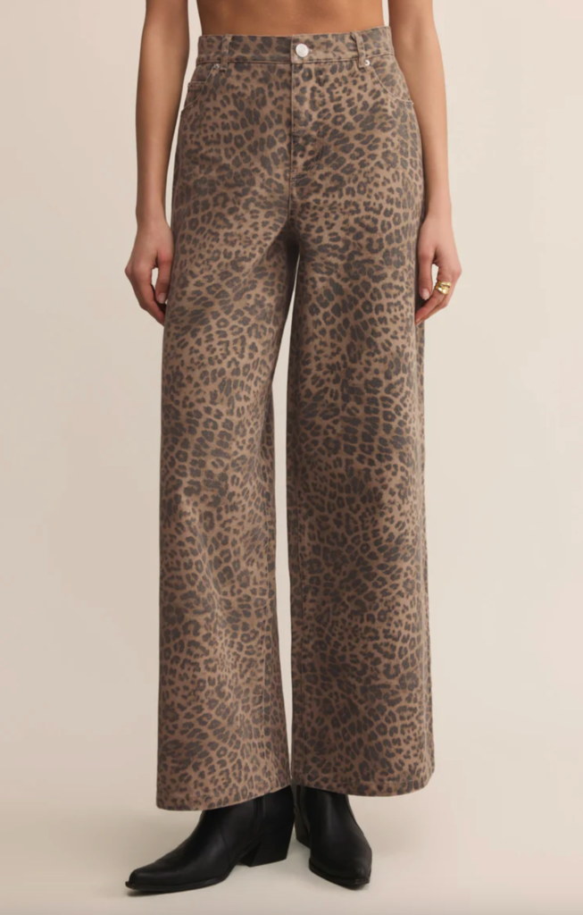 Z SUPPLY MARLI DENIM LEOPARD PANT