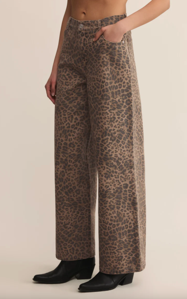 Z SUPPLY MARLI DENIM LEOPARD PANT
