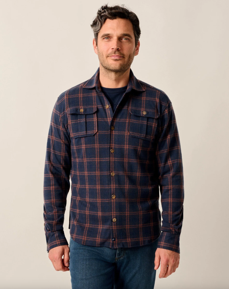 JOHNNIE-O JUDAH STRETCH KNIT FLANNEL LODGE SHIRT