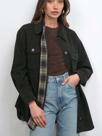 ALY GLENPLAID COZY SOFT SHIRT JACKET