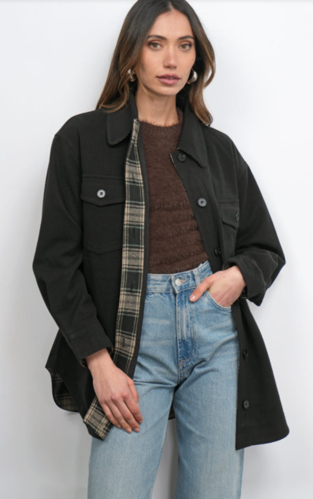 ALY GLENPLAID COZY SOFT SHIRT JACKET