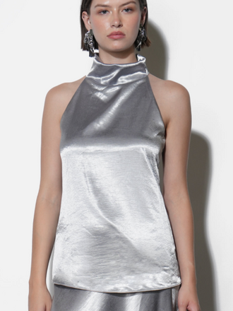 ADDISON COWL FUNNEL NECK HALTER TOP