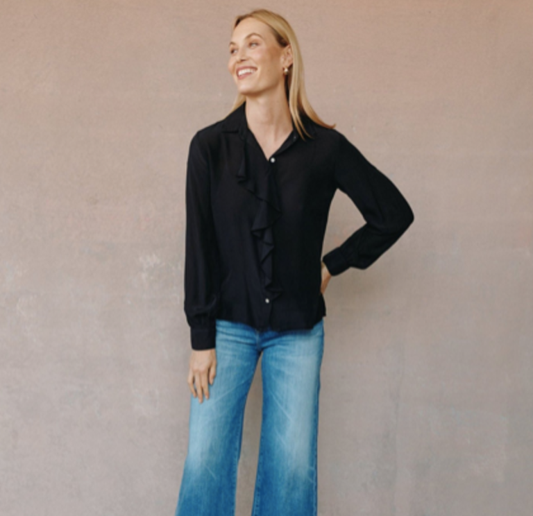 BELLA DAHL RUFFLE FRONT SHIRT