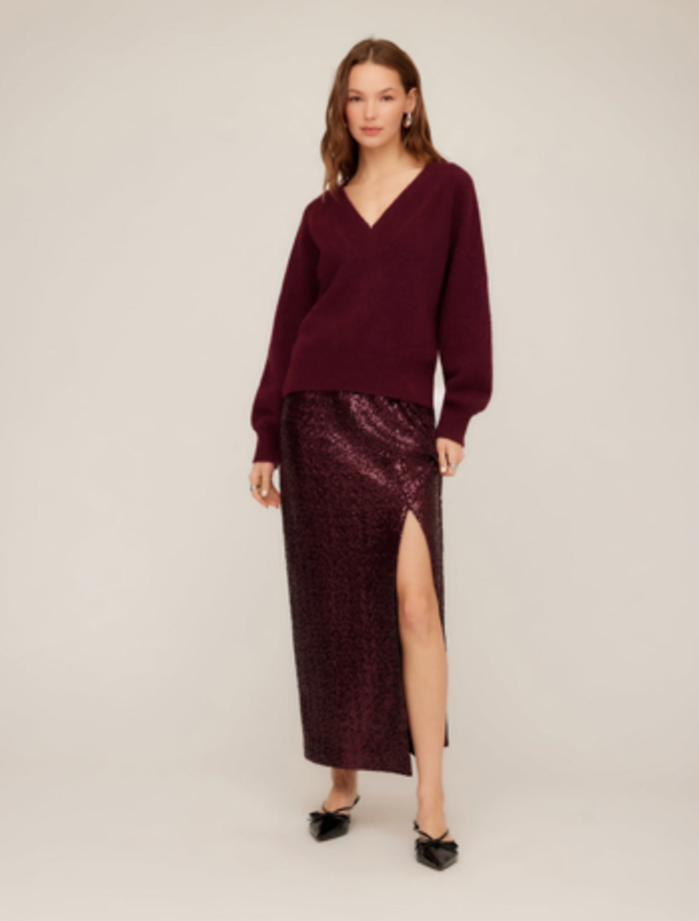 FIFTEEN TWENTY HEATHER V-NECK SWEATER