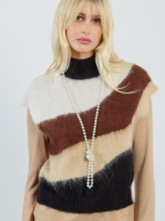 MOLLY BRACKEN KNITTED SLEEVELESS SWEATER BLACK