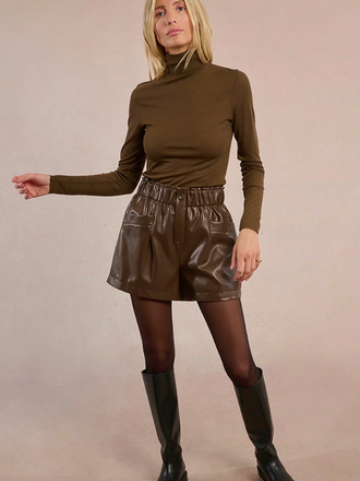 MOLLY BRACKEN WOVEN SHORTS CHOCOLATE