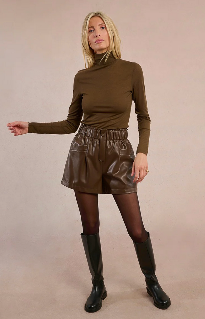 MOLLY BRACKEN WOVEN SHORTS CHOCOLATE