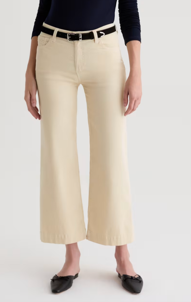 AG JEANS SAIGE WIDE LEG CROP CORDUROY MID-RISE OPAL STONE