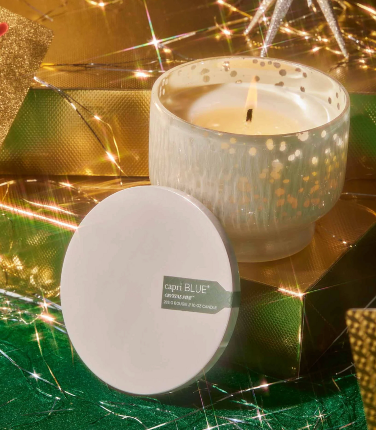 MERCURY ETCHED INVERTED CRYSTAL PINE CANDLE