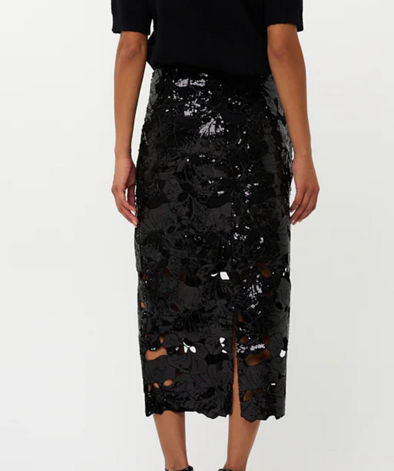 ESQUALO ESQUALO SEQUINS SKIRT BLACK