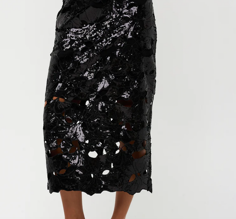ESQUALO ESQUALO SEQUINS SKIRT BLACK
