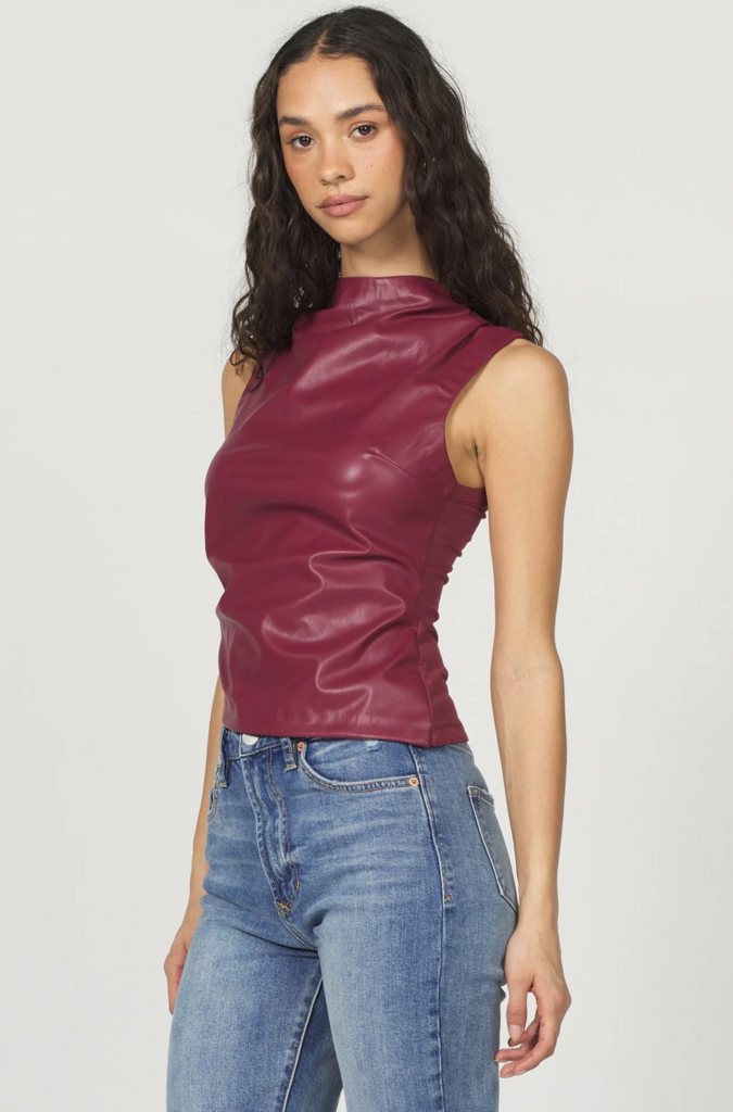 ANOTHER LOVE SHAUNEE VEGAN LEATHER TOP