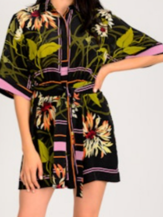 SCOUT MINI DRESS BLACK/PINK MULTI