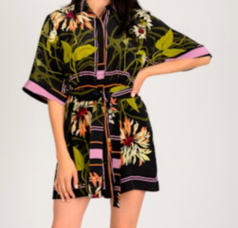 SCOUT MINI DRESS BLACK/PINK MULTI