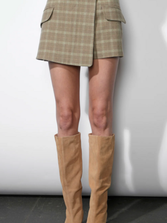 ARIA PLAID WRAP SKORT W/ FLAP POCKET