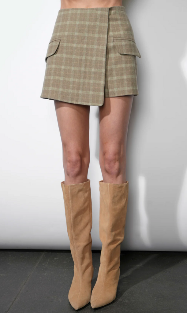 ARIA PLAID WRAP SKORT W/ FLAP POCKET