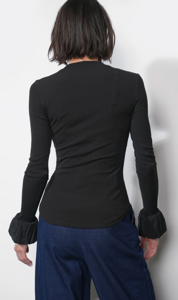 AUDREY RIBBED KNIT BUBBLE CUFF TOP