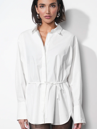 CHARLOTTE LONGLINE OVERSIZED BUTTON UP SHIRT W/ REMOVABLE TIE